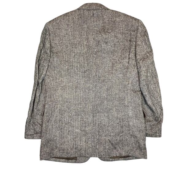 Towncraft Vintage Tweed Blazer Men's 40R 100% Silk Black White Herringbone - Picture 3 of 9